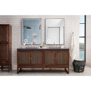 Athens 72 in. W x 23.5 in. D x 34.5 in. H Bathroom Vanity in Mid Century Acacia with Charcoal Soapstone Quartz Top