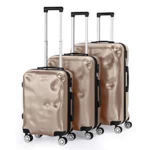 Hikolayae 3 Piece Hardside Spinner Luggage Sets with TSA Lock, Champagne