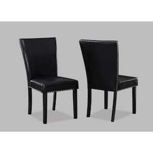 Black Dining Chair Set With PU Leather and Metal Legs, Set of 4