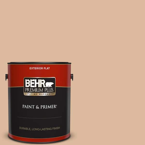 BEHR PREMIUM PLUS 1 gal. #PPU3-09 Pumpkin Cream Flat Exterior Paint & Primer