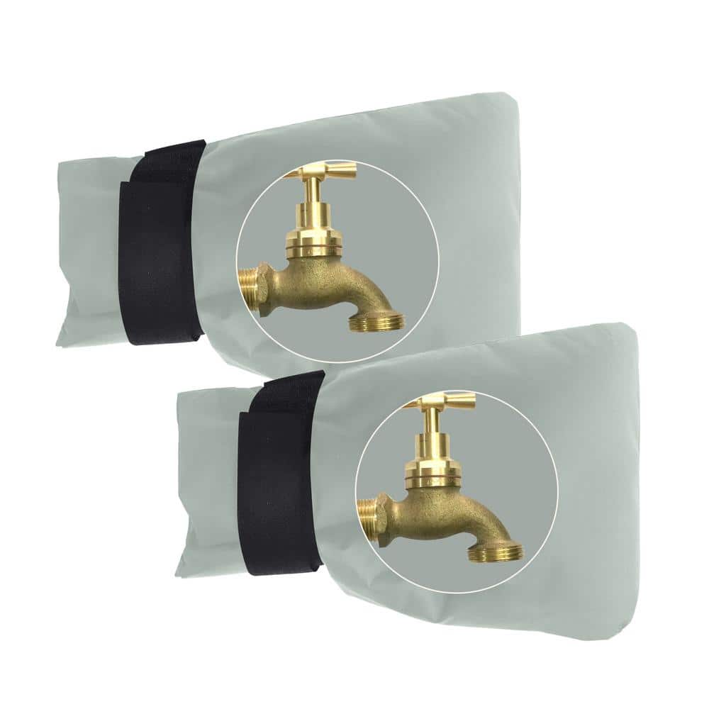 Wellco 2Piece Gray Outdoor Freeze Protector Insulate Faucet Cover for