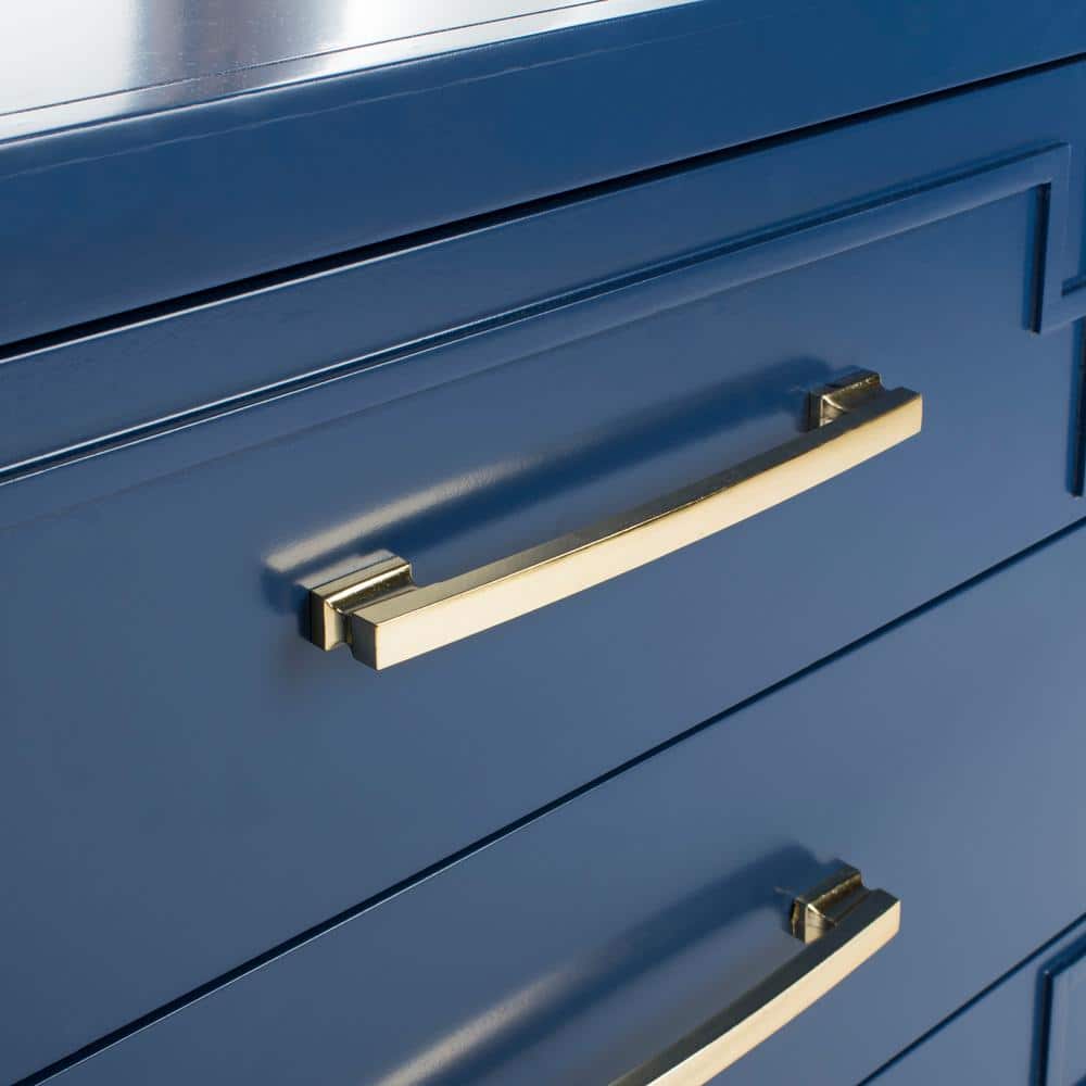 Lapis Blue and Gold Modern 3-Drawer Night Table