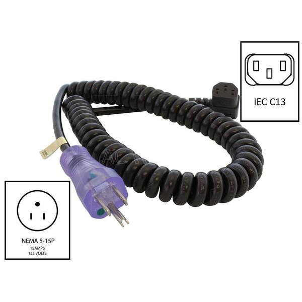 U.S. dollar gallon Review AC WORKS Up to 6.5 ft. 10 Amp 18/3 Coiled Medical Grade Power Cord with  Right C13 Connector MDC515RC13-V1 - The Home Depot