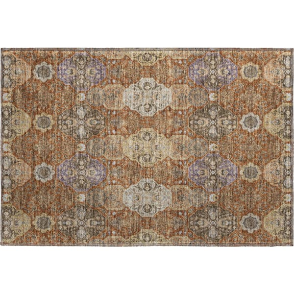 Mayfield Premium Machine Washable Abstract AMF2484 Paprika 2 ft. x 3 ft. Accent Rug