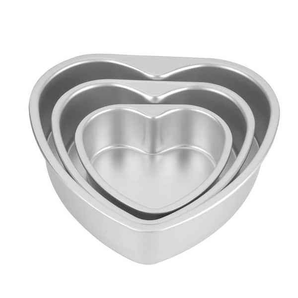 3-Piece Aluminum Heart Cake Pan Set Heart Shaped Baking Molds for Wedding Party Bread Mousse Baking