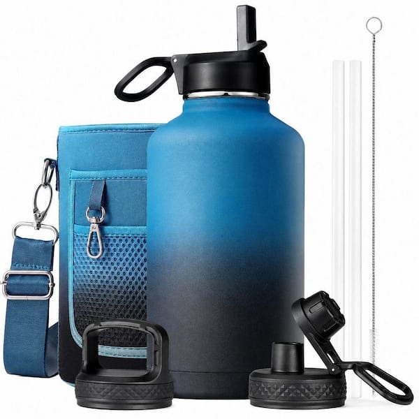 LAIFUCAM 64 oz. Samurai Cyan Blue Stainless Steel Insulated Water