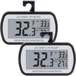 Digital Refrigerator Thermometer with Magnetic Back Large LCD (2-Pack)