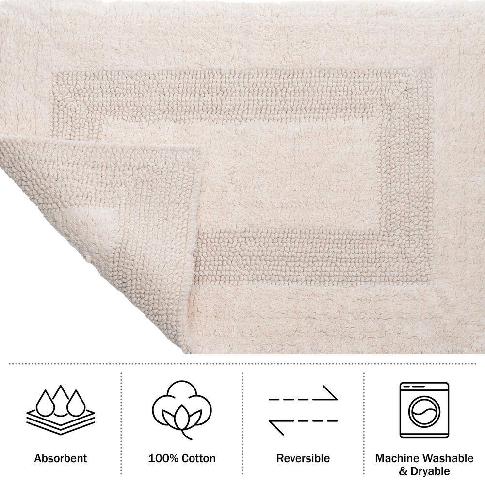 Ivory Cotton 4-Piece Bathroom Mat Set with Tufted Design