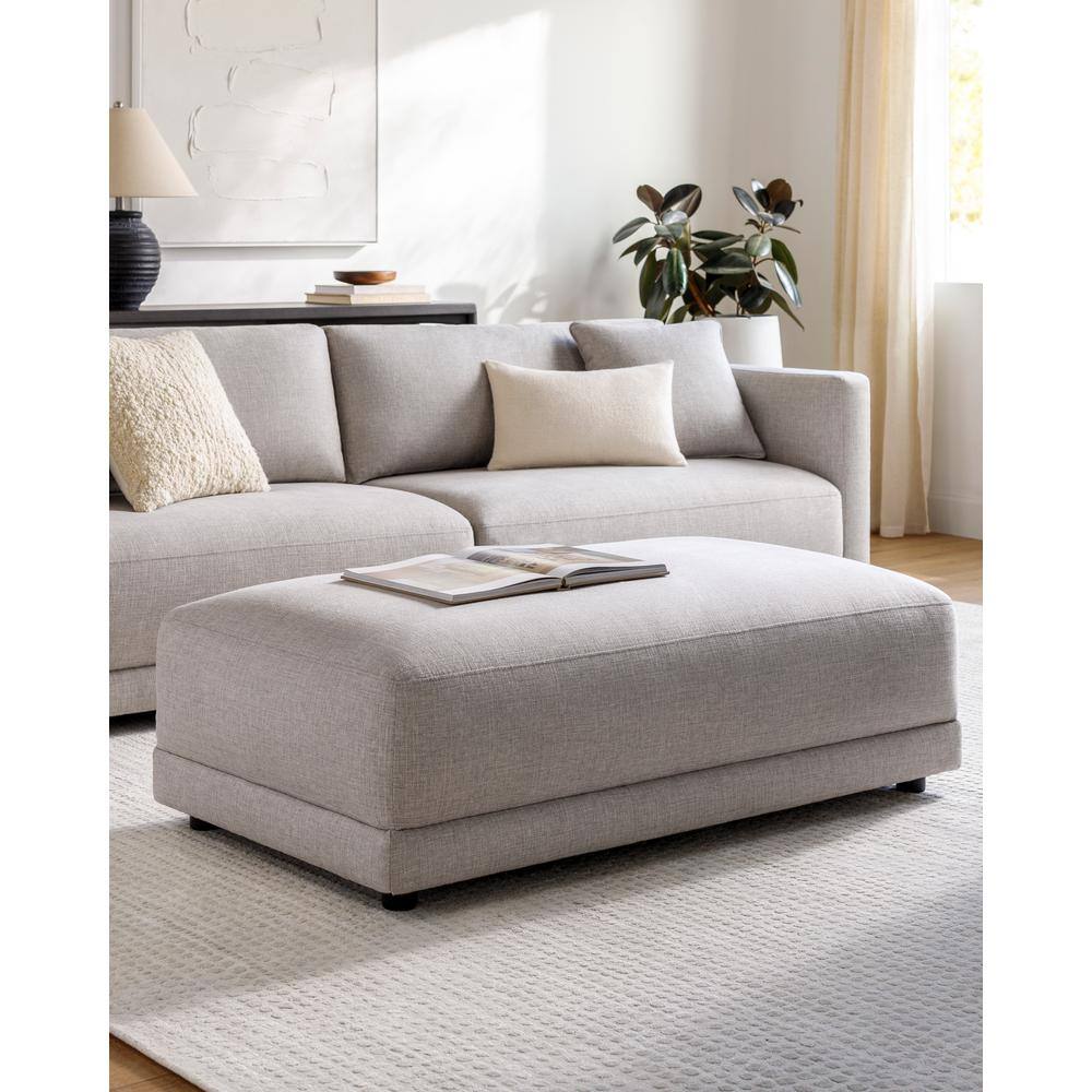 Lorenzo Modern Polyester Ottoman, Oatmeal, 18 in. H x 57 in. W x 32 in. D