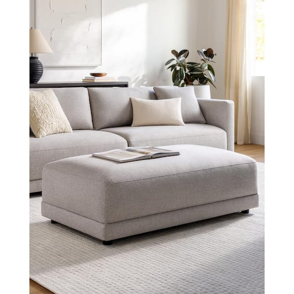 Unbranded Lorenzo Modern Polyester Ottoman, Oatmeal, 18 in. H x 57 in. W x 32 in. D