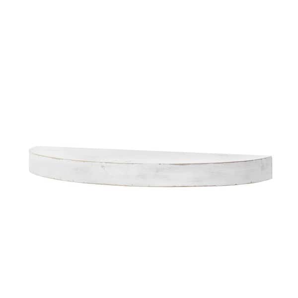 American Artdecor Large Rustic Round Oval Wood Decorative Floating Wall Mounted Shelf White 36 in. L x 3 in. H x 10in. D