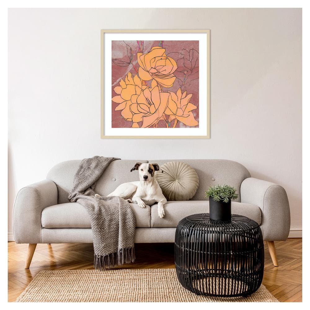 Elena Ray Abstract Pale Roses Framed Giclee Print in Svelte Natural