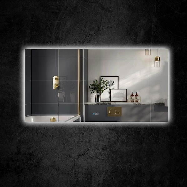 Smart Lighting 84 in. W x 42 in. H Rectangular Frameless LED Lighted Wall Mounted Bathroom Vanity Mirror in Silver