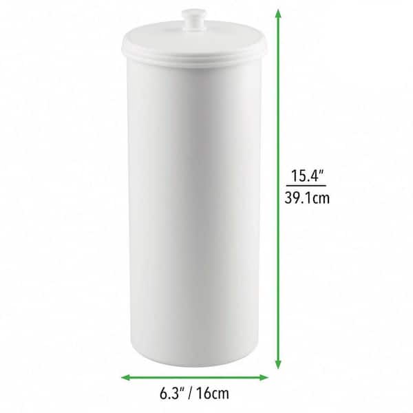 Plastic Floor Stand 3-Roll Space-Saving Toilet Tissue Holder with Cover for  Bathroom Corner in. White