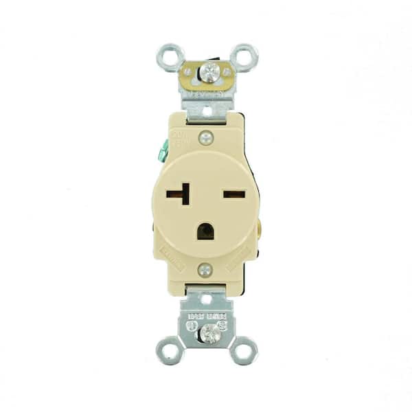 20 Amp 125 V NEMA 6-20R Industrial Grade Single Outlet/Receptacle, Ivory (1-Pack) 5461-I