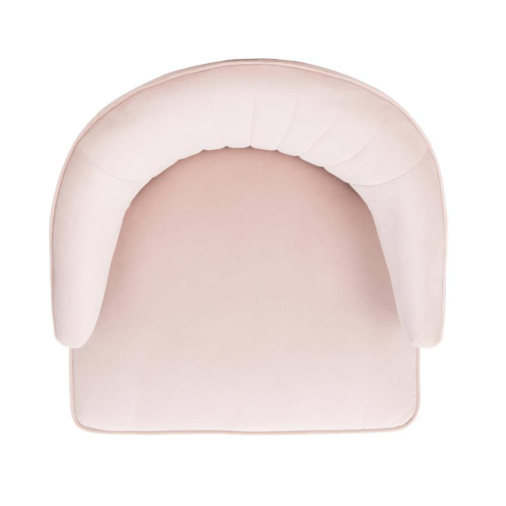 27'' Blush Pink Velvet & Black Wood Transitional Armless Chair