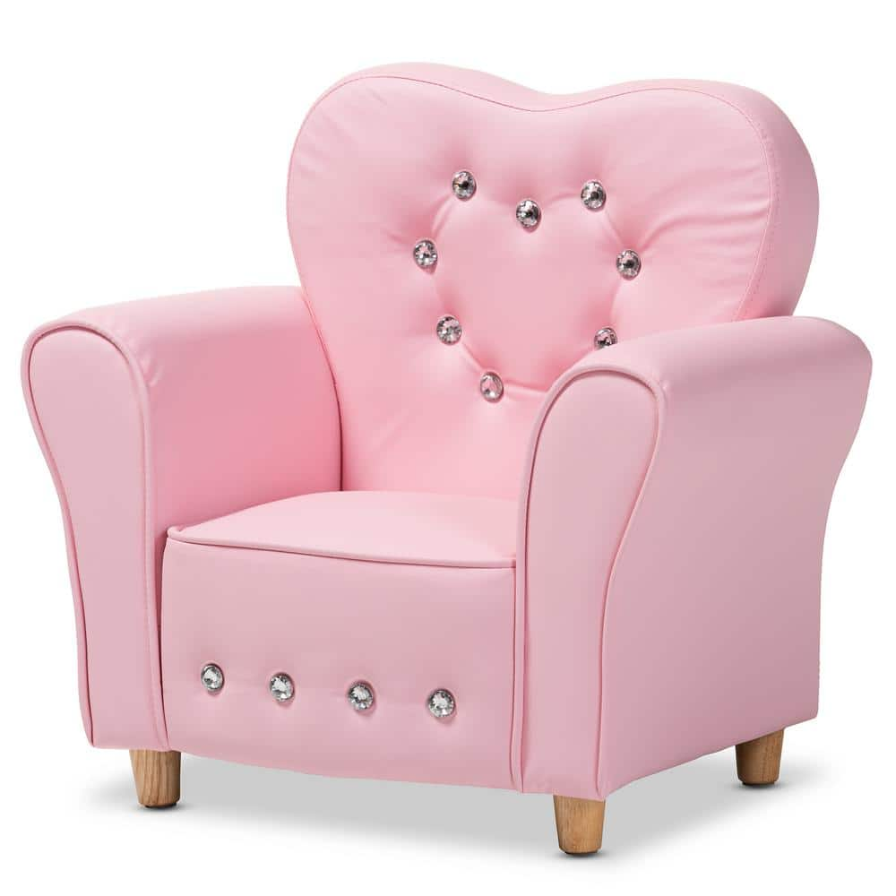 Baxton Studio Mabel Pink Faux Leather Kids Armchair 151-9243-HD - The ...