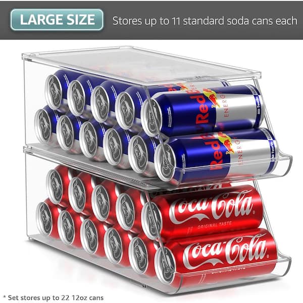 Sorbus 2 Pack Clear Stackable Skinny Soda Can Organizer and