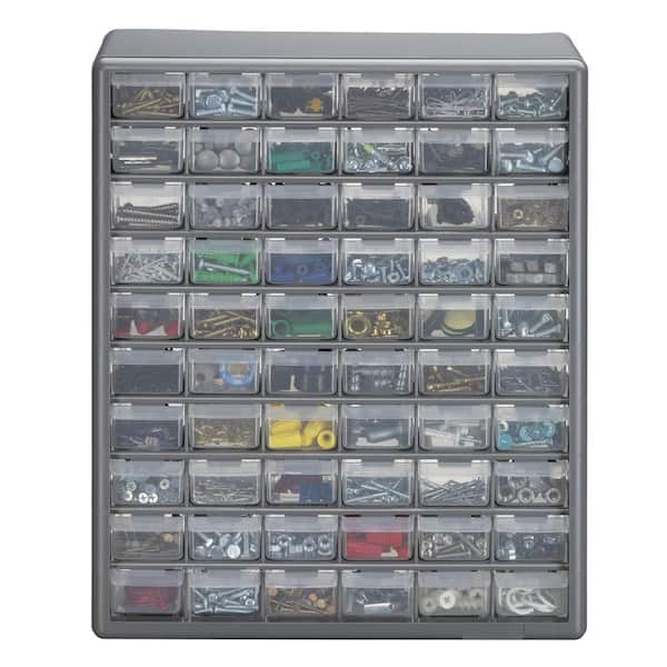Stack-On 60-Compartment Gray Storage Cabinet for Small Parts Organizer