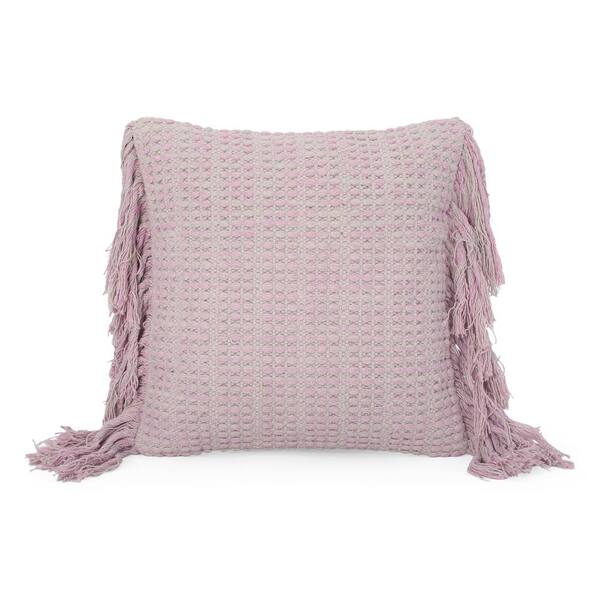 Noble House Andriana Hand-Loomed Boho Pink and Natural 18 in. x 18 in. Throw Pillow