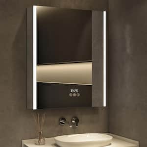Eos 24 in. W x 36 in. H Rectangular Aluminum Recessed or surface-mounted LED Medicine Cabinet with Mirror, Left Hinge