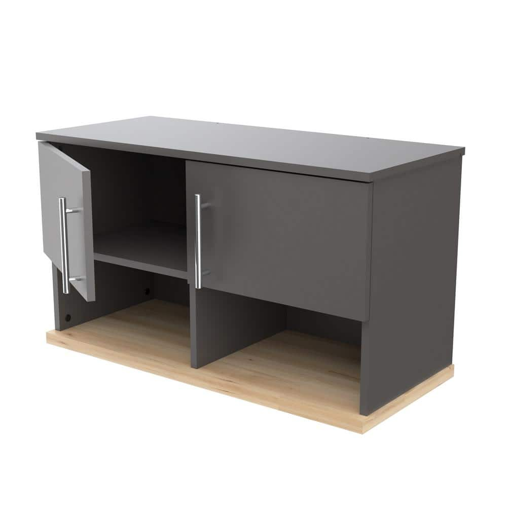  KRATOS Ready to Assemble 31.5 in. W x 18.1 in. H x 13.7 in. D Garage Storage Freestanding Cabinet in Dark Gray/Maple