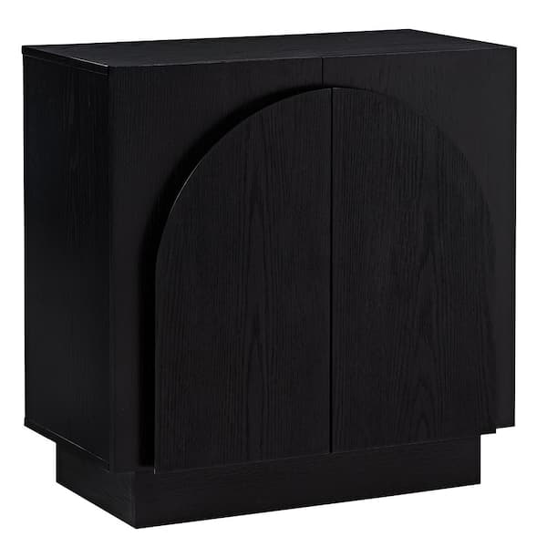 Arcus Black 31 in. H Accent Cabinet + Office Storage Cabinet with 1 Shelf + Stackable Sideboard