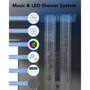 6-Spray Patterns 27.5 in. L Dual Ceiling Mount Shower Head Fixed and Handheld Shower Head 2.5 GPM in Matte black