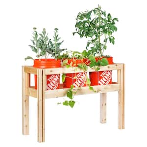 43 in. x 16 in. x 30 in. 3-Bucket Elevated Unfinished Wood Cedar Garden Frame Raised Beds