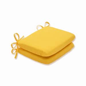 Solid 18.5 in. x 15.5 in. Outdoor Dining Chair Cushion in Yellow (Set of 2)