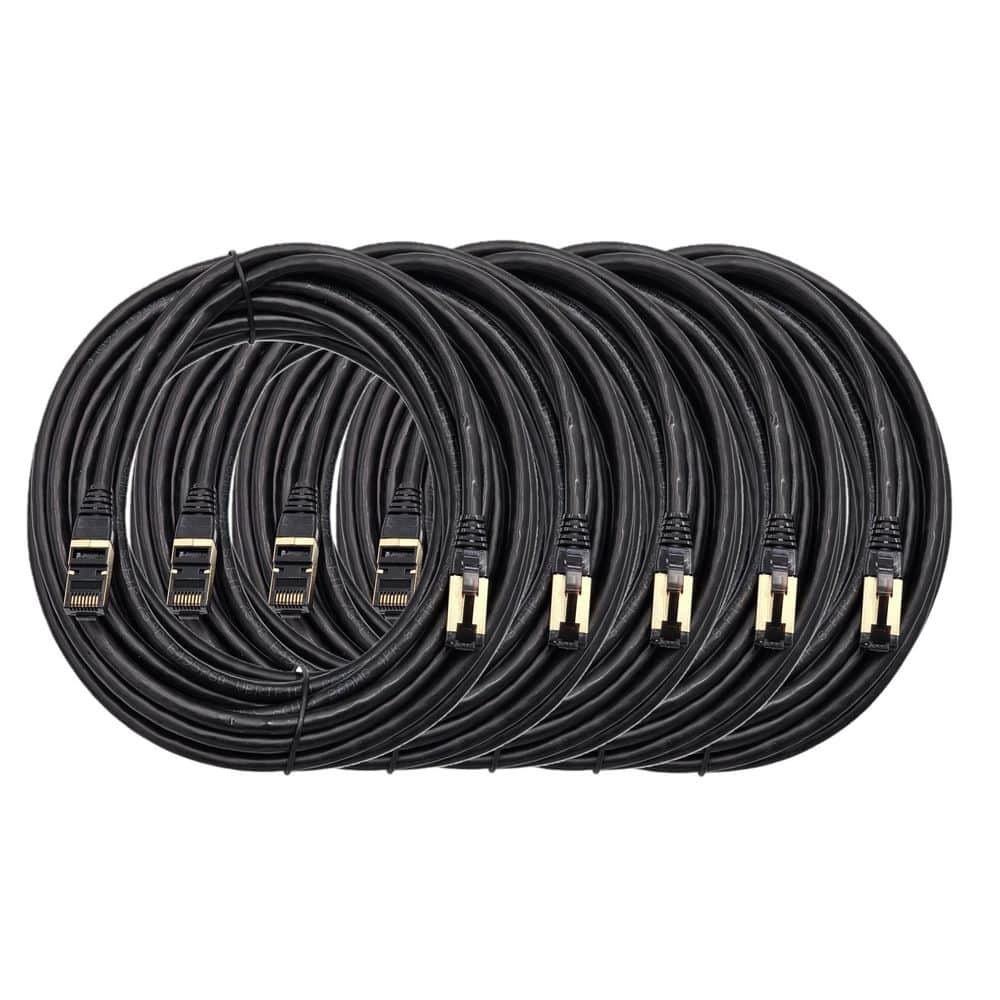 50 ft. CAT 8 Double Shielded RJ45 Snag less Ethernet 26 AWG Cable Black 5-Pack price history on PriceWatchPro