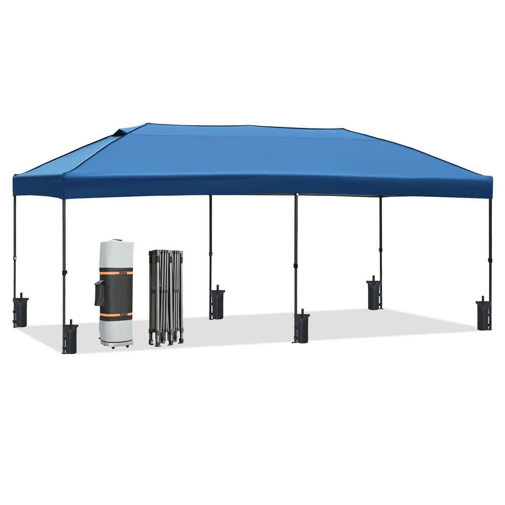 10 ft. x 20 ft. Blue Outdoor Pop Up Canopy, Party Tent Heavy Duty with Side
