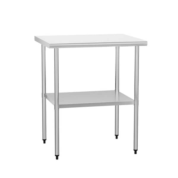 CASTNOO Stainless Steel Table 24 x 30 in. Metal Work Table Adjustable ...