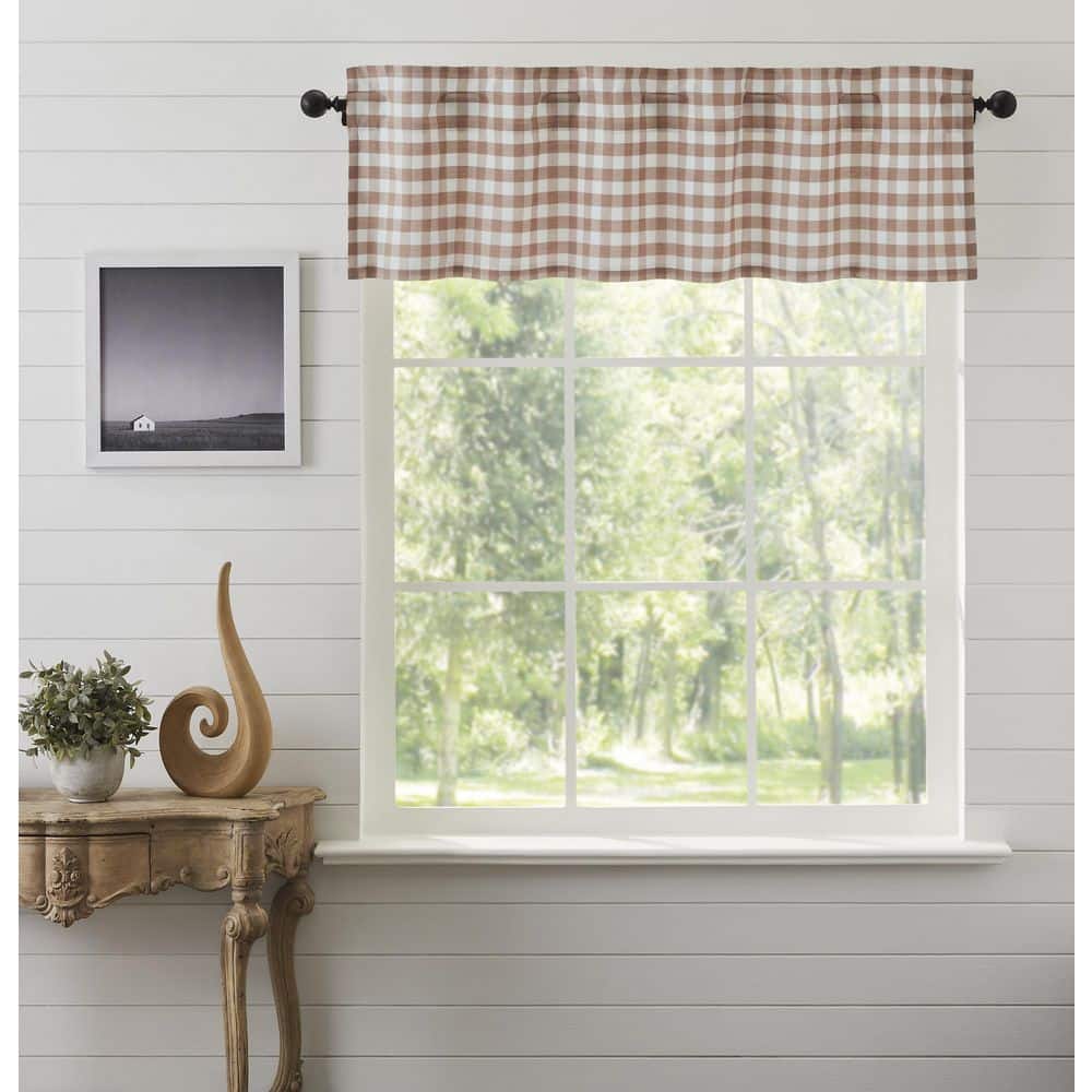 Portabella Brown and White Cotton Buffalo Check Valance 16x60