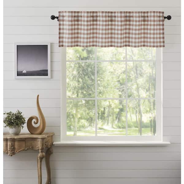 VHC BRANDS Annie Buffalo Check 60 in. L x 16 in. W Cotton Valance in Portabella Soft White