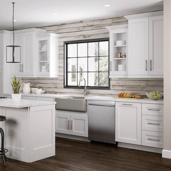 Newport 18 in. W x 24 in. D x 34.5 in. H Assembled Plywood Base Kitchen Cabinet in Pacific White with Cutlery LH