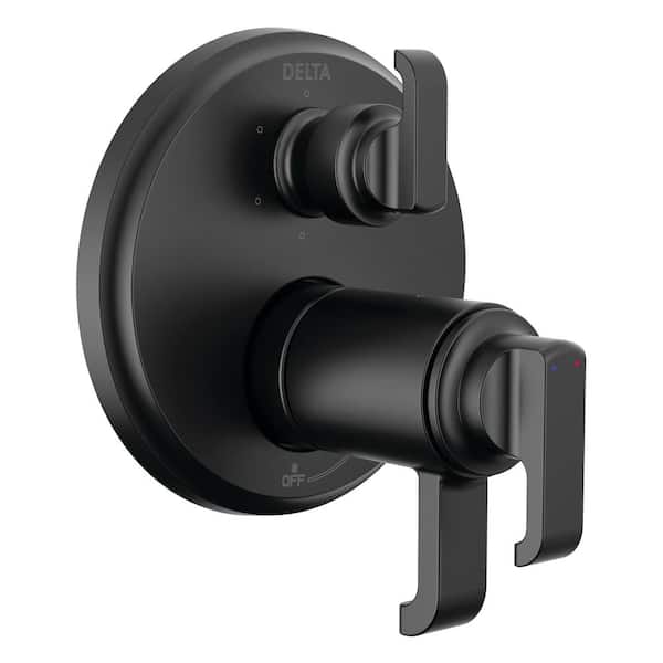 Delta Tetra TempAssure 2-Handle Wall-Mount Valve Trim Kit 6-Setting Int. Div. in Matte Black (Valve Not Included)