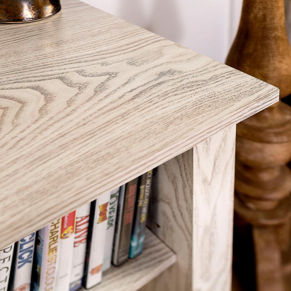 Whitewash 58" MDF Fireplace TV Stand with Shelves