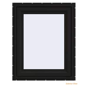 30 in. x 36 in. V-4500 Series Black FiniShield Vinyl Left-Handed Casement Window with Fiberglass Mesh Screen