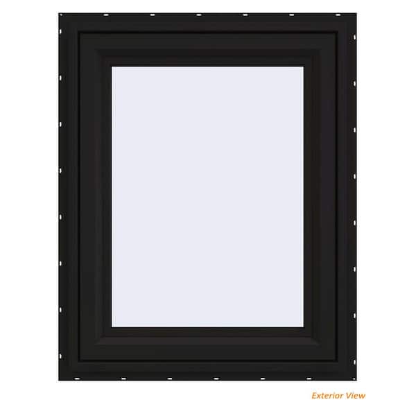 30 in. x 36 in. V-4500 Series Black FiniShield Vinyl Left-Handed Casement Window with Fiberglass Mesh Screen