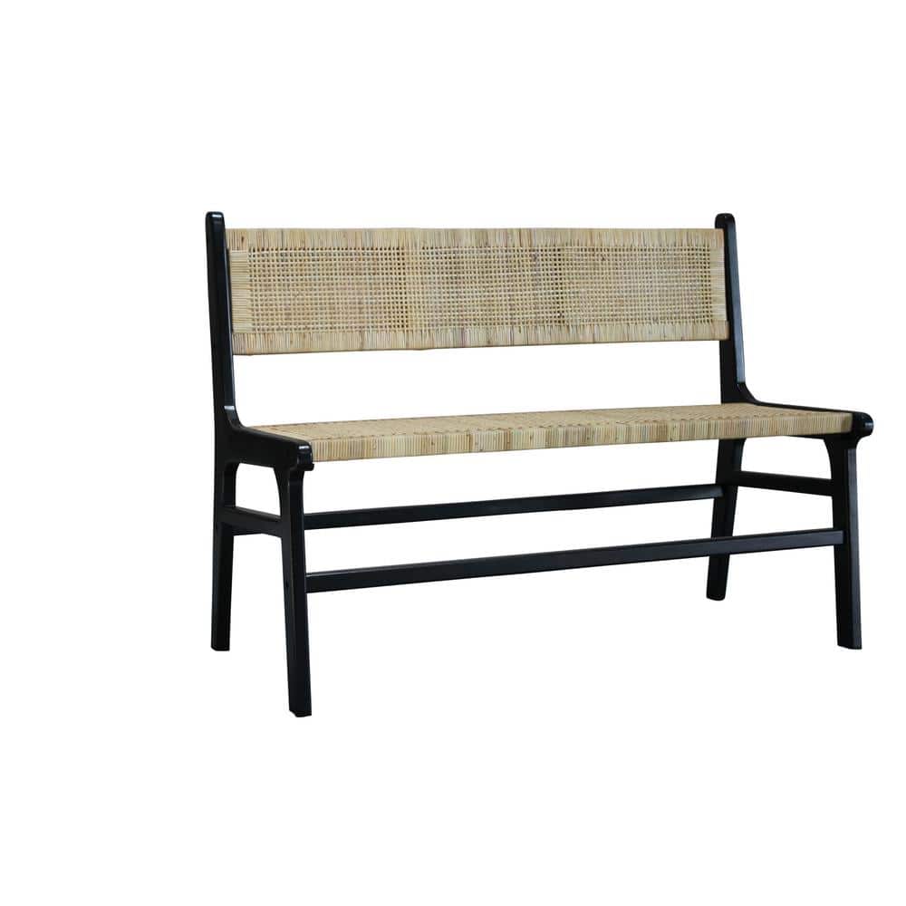 Leana Black Dining Bench With Back 47.2 in.