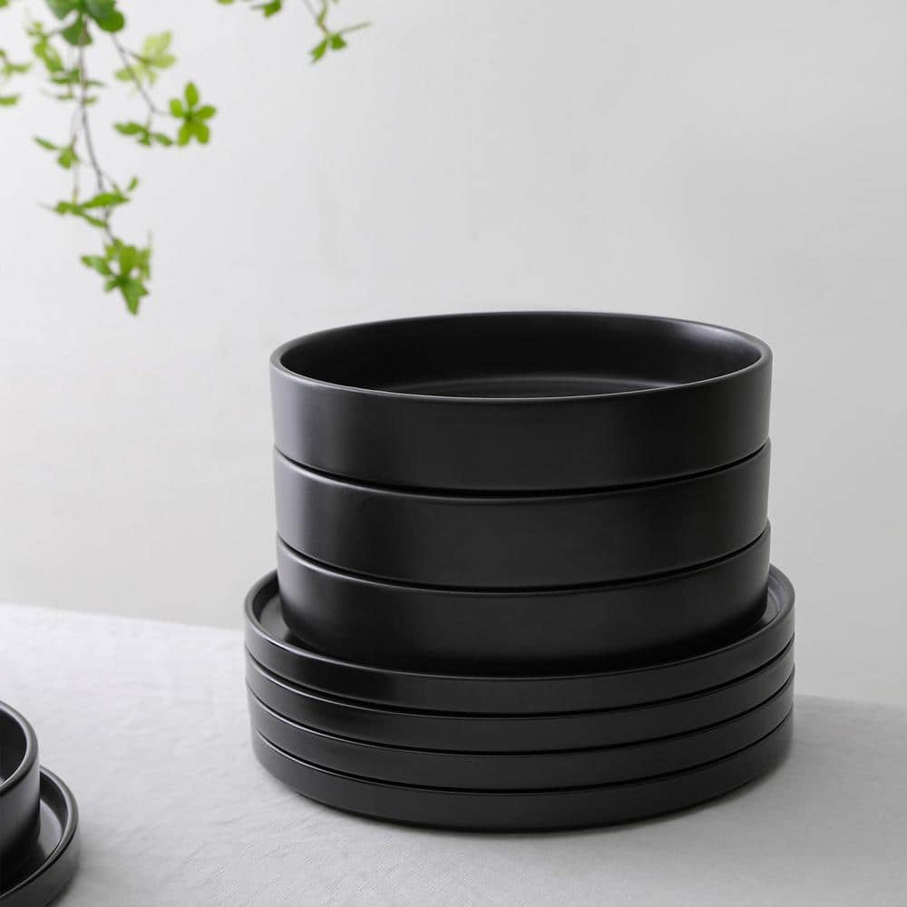 Celina Black Ceramic 12-Piece Dinnerware Set