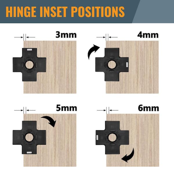 POWERTEC Concealed Hinge Jig with 35 mm Forstner Bit for Cabinet