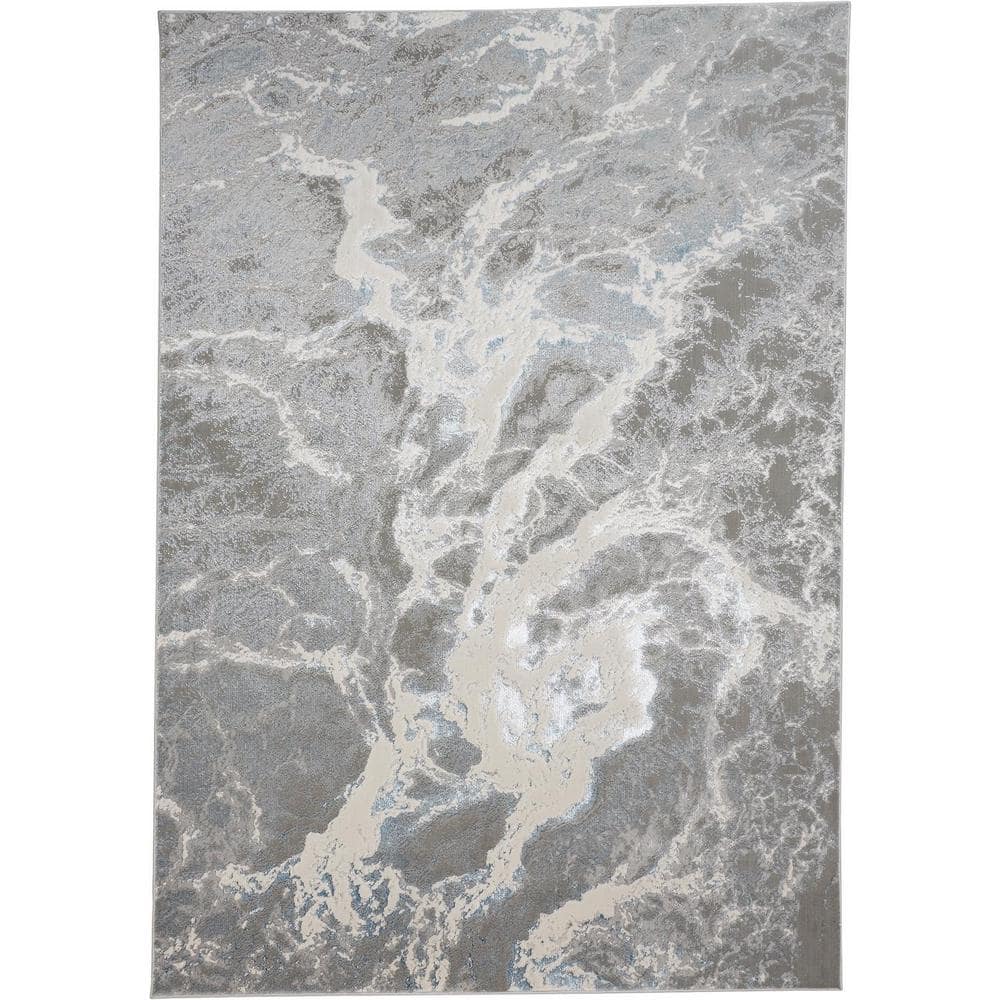 HomeRoots Gray and Ivory Abstract 5 ft. x 8 ft. Area Rug 2000513076 ...