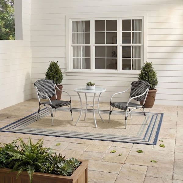 Harborcrest 3-Piece Black and White Resin Wicker Outdoor Bistro Set