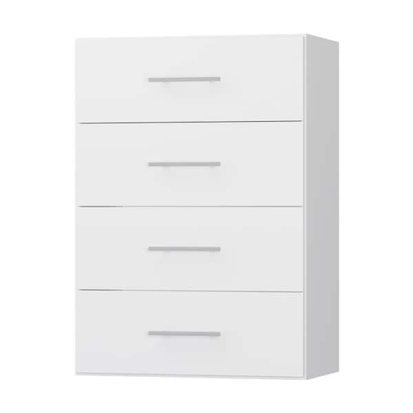 19.5 in. W White Walk-in Modular 4 Drawers Short Tower Unit with No-Shelf, Wall Mount Wood Closet System