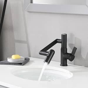 Single Handle Deck Mount Bathroom Faucet with Digital Temperature Display in Matte Black