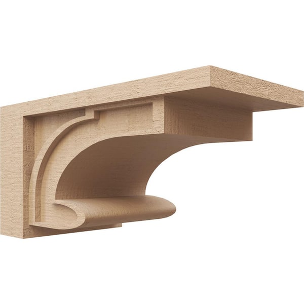 Ekena Millwork 10 in. x 20 in. x 10 in. Series 3 Wide Alma Rough Cedar Woodgrain Timberthane Polyurethane Corbel, Primed Tan