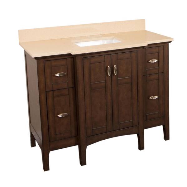 Bellaterra Home Pacifica 45 in. W x 22 in. D Single Vanity in Sable Walnut with Quartz Vanity Top in Beige with White Basin