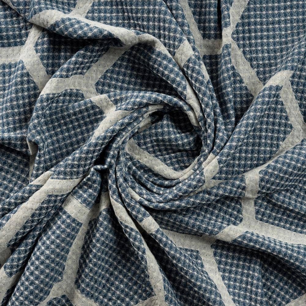 Blue and Cream Organic Cotton Reversible Throw Blanket